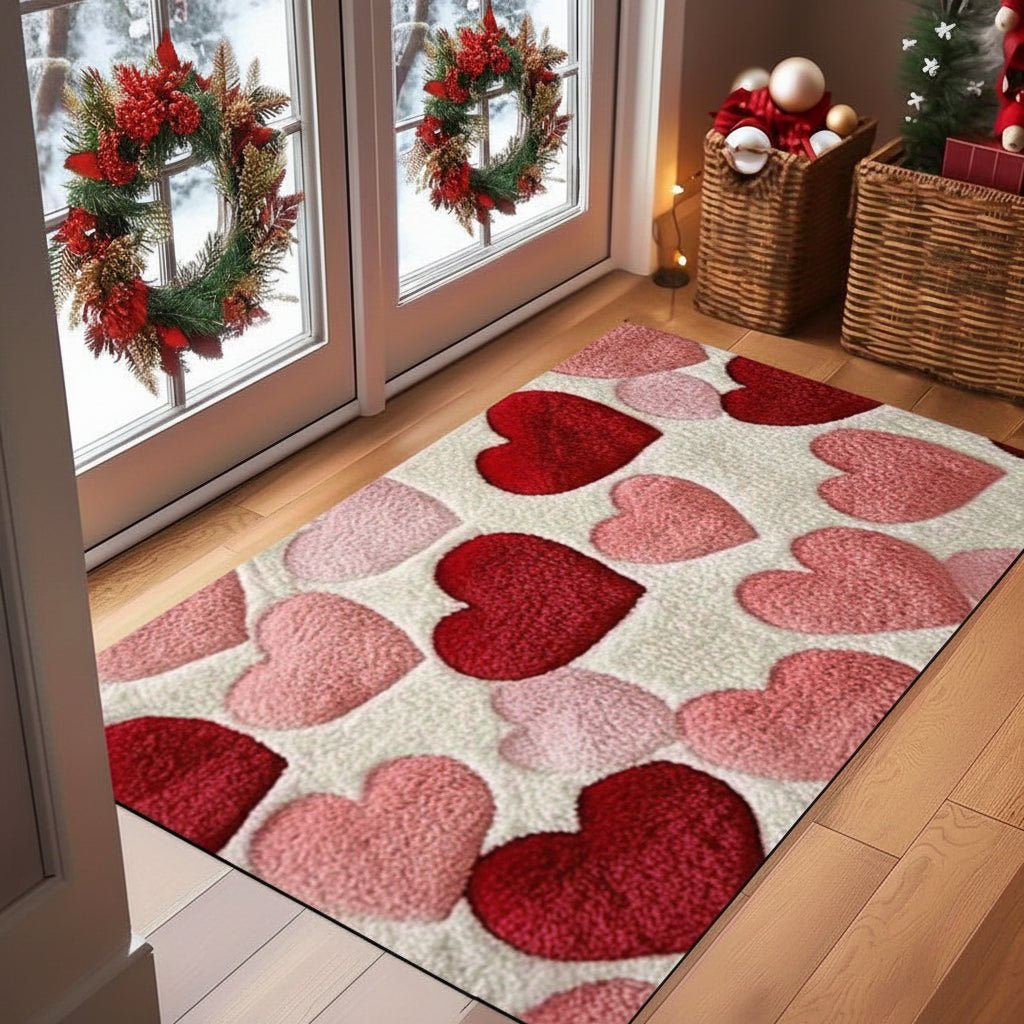 Lovely Red Heart Shaped Area Rug Machine Washable - SweetyGem