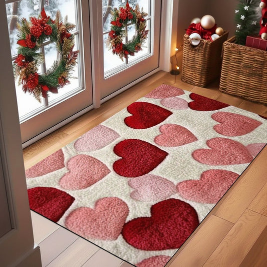 Lovely Red Heart Shaped Area Rug Machine Washable - SweetyGem