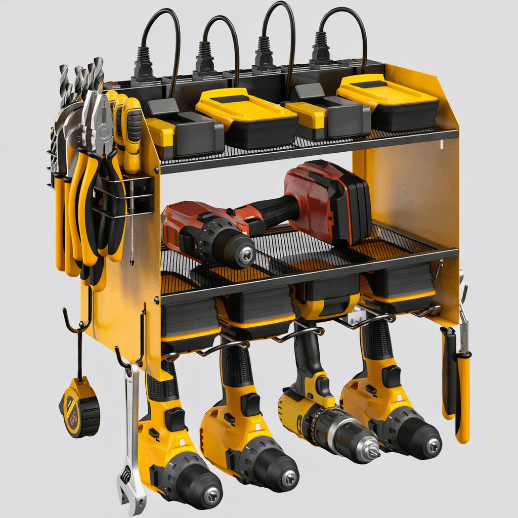 Space Saving Garage Tool Charging Organizer Power Strip