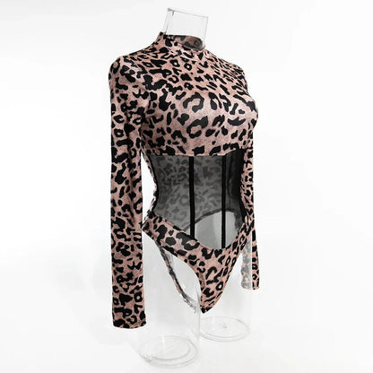 Leopard Shapewear Women Body Shaper Jumpsuit Thong