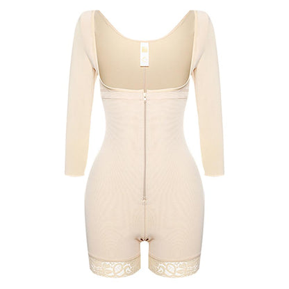 Women Long Sleeves Zipper Open Bust Shaper