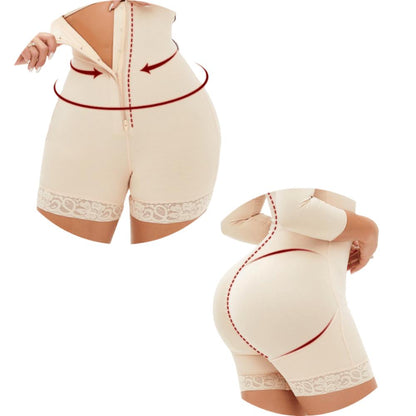 Women Long Sleeves Zipper Open Bust Shaper