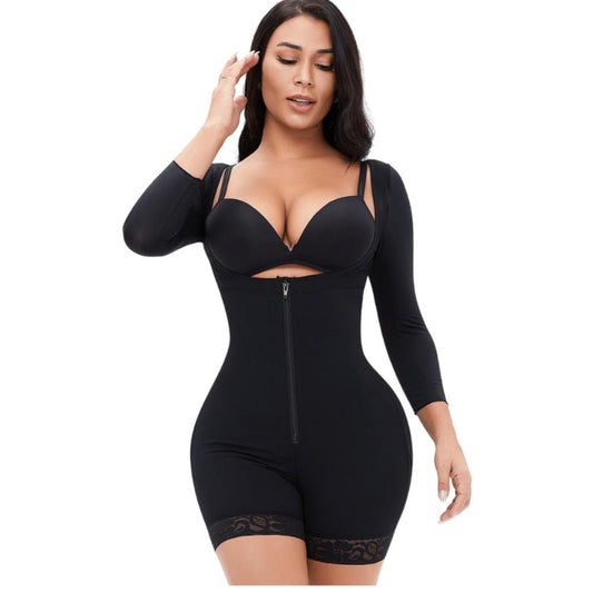 Women Long Sleeves Zipper Open Bust Shaper