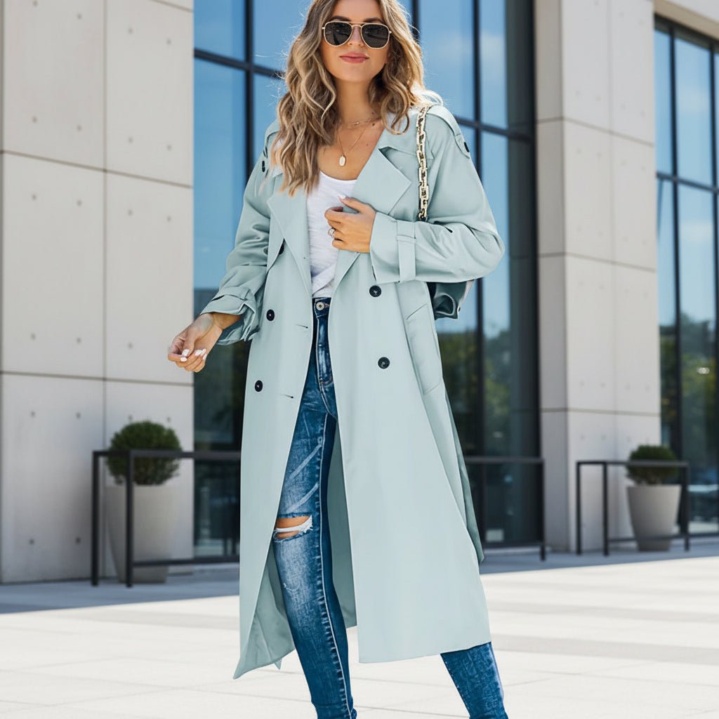 Classic Double Breasted Long Womens Trench Coat