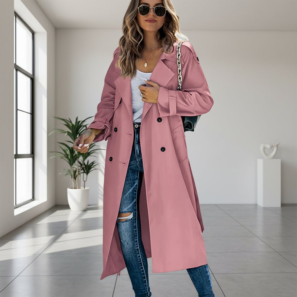 Classic Double Breasted Long Womens Trench Coat