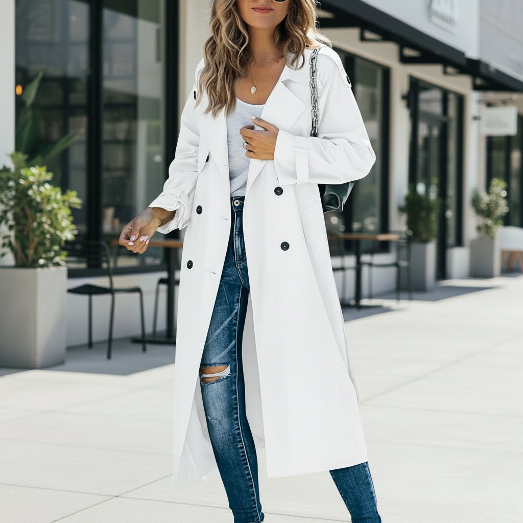 Classic Double Breasted Long Womens Trench Coat