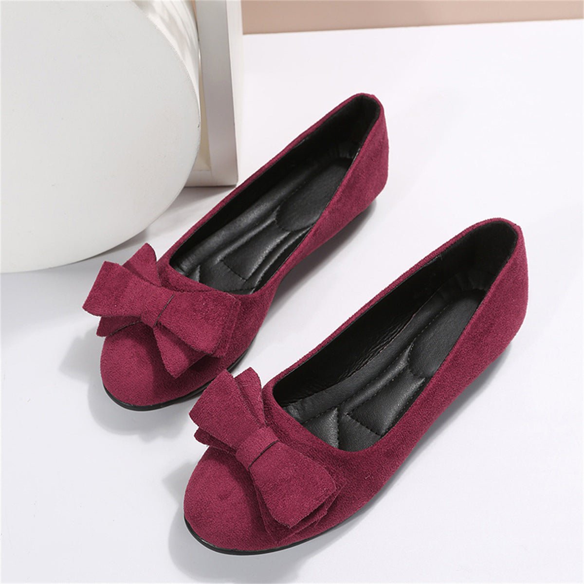 Soft Leather Ballet Shoes Women's Bow Detail Comfort Flats