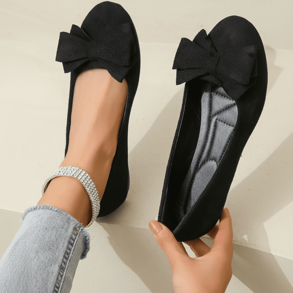 Soft Leather Ballet Shoes Women's Bow Detail Comfort Flats
