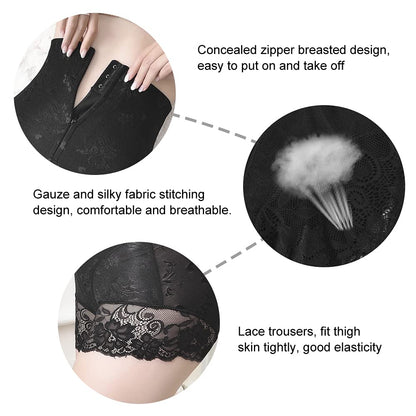 Women's Lace High Waist Slimming Panties With Zipper