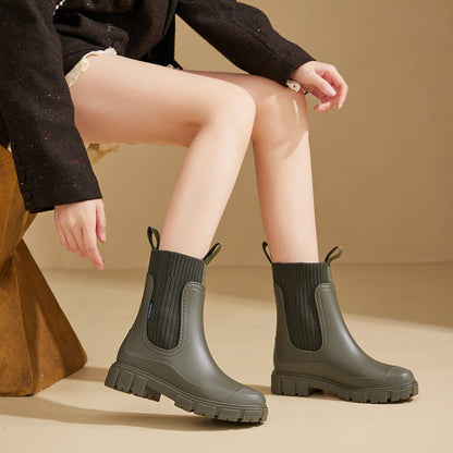 Ladies Waterproof Ankle Boots Non Slip Sole Chelsea Style