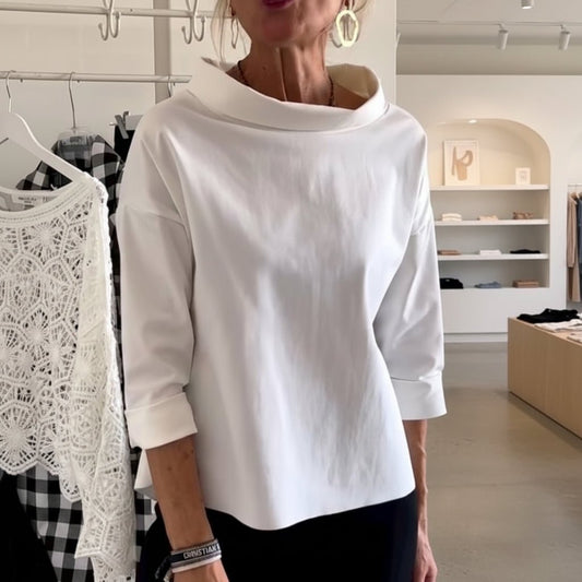 Comfy Women's Loose Fit Crew Neck Solid Blouse Top - SweetyGem
