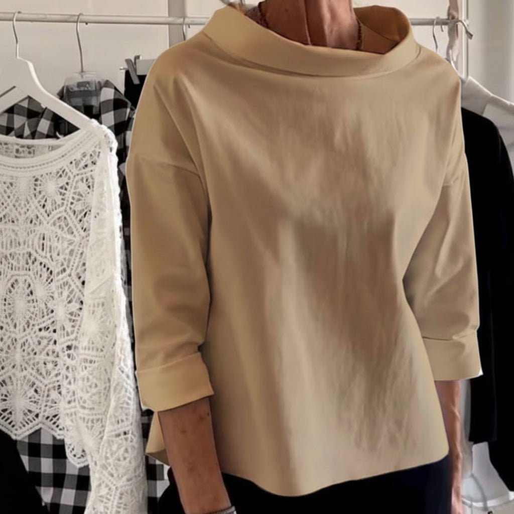 Comfy Women's Loose Fit Crew Neck Solid Blouse Top
