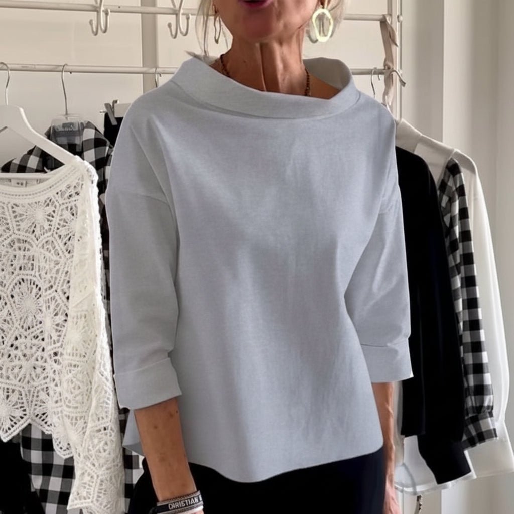 Comfy Women's Loose Fit Crew Neck Solid Blouse Top