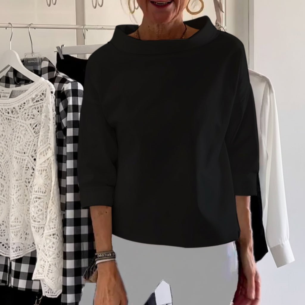 Comfy Women's Loose Fit Crew Neck Solid Blouse Top