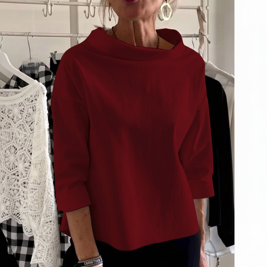 Comfy Women's Loose Fit Crew Neck Solid Blouse Top