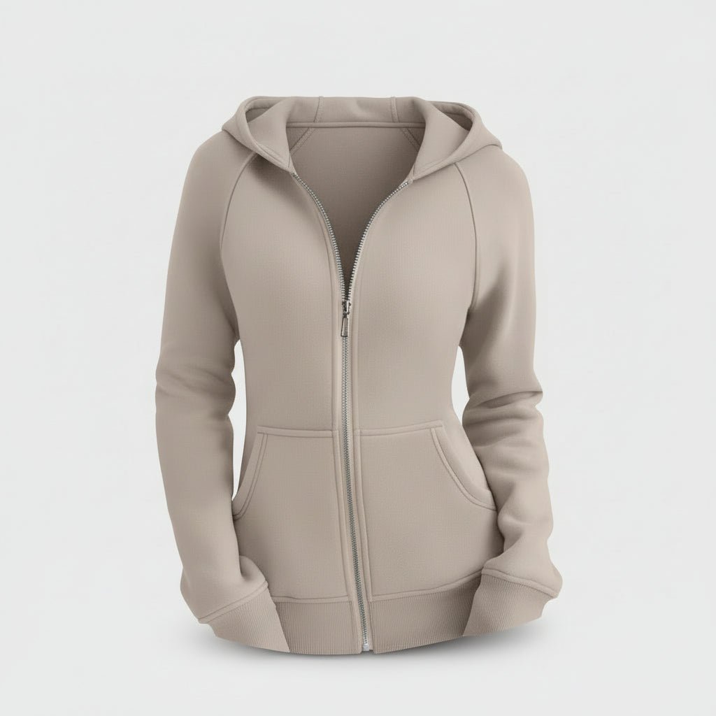 Women's Fit Zipper Hooded Sweatshirt Casual Jacket