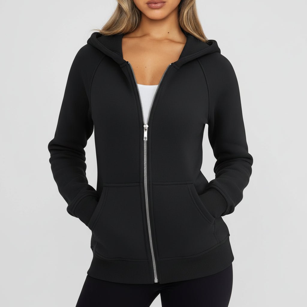 Women's Fit Zipper Hooded Sweatshirt Casual Jacket