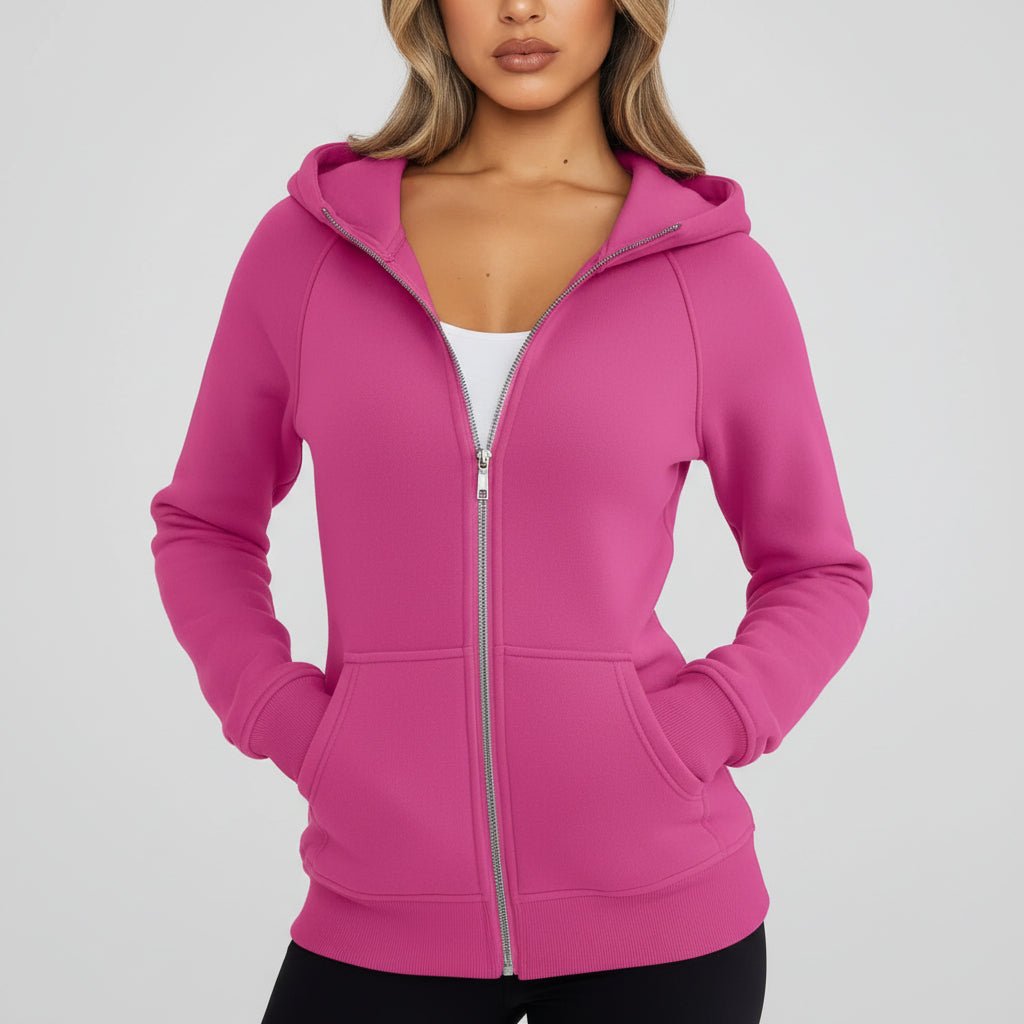 Women's Fit Zipper Hooded Sweatshirt Casual Jacket
