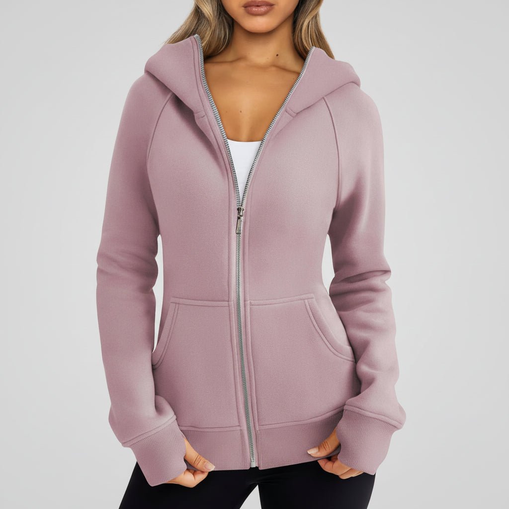 Women's Fit Zipper Hooded Sweatshirt Casual Jacket