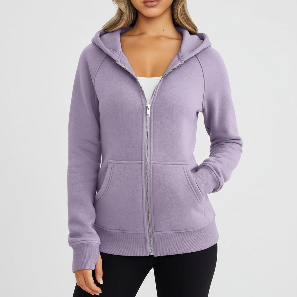 Women's Fit Zipper Hooded Sweatshirt Casual Jacket