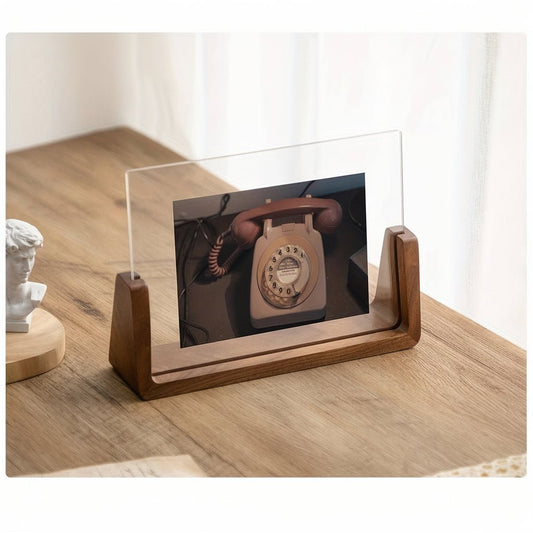 Clear Acrylic Wooden Tabletop Picture Display Holder - SweetyGem
