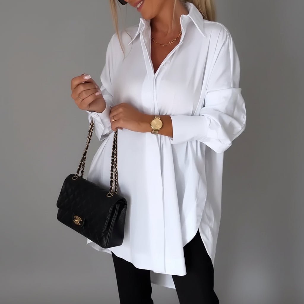 Relaxed Fit Women's Long Sleeve Button Front Shirt - SweetyGem