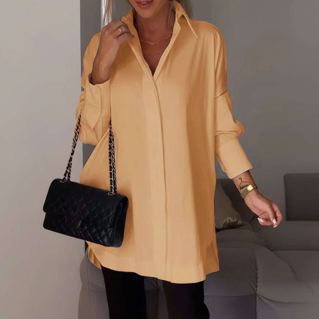 Relaxed Fit Women's Long Sleeve Button Front Shirt