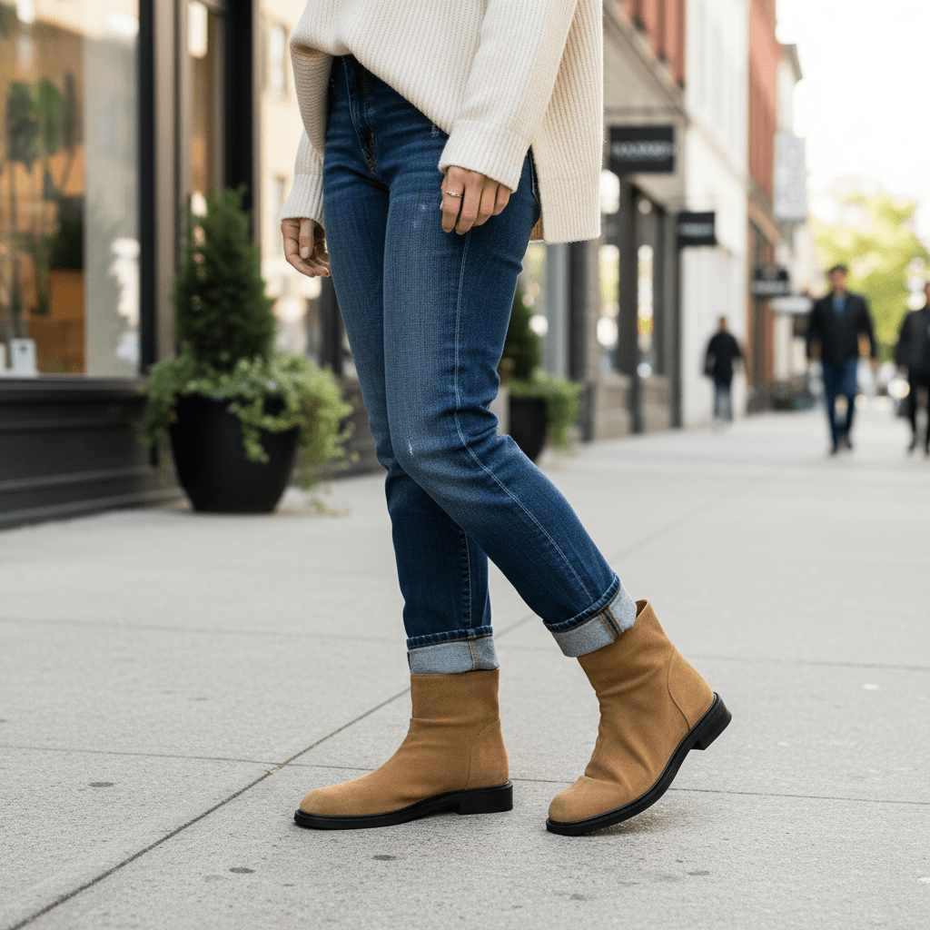 Comfortable Ankle Boots Chunky Heel Autumn Winter Shoes