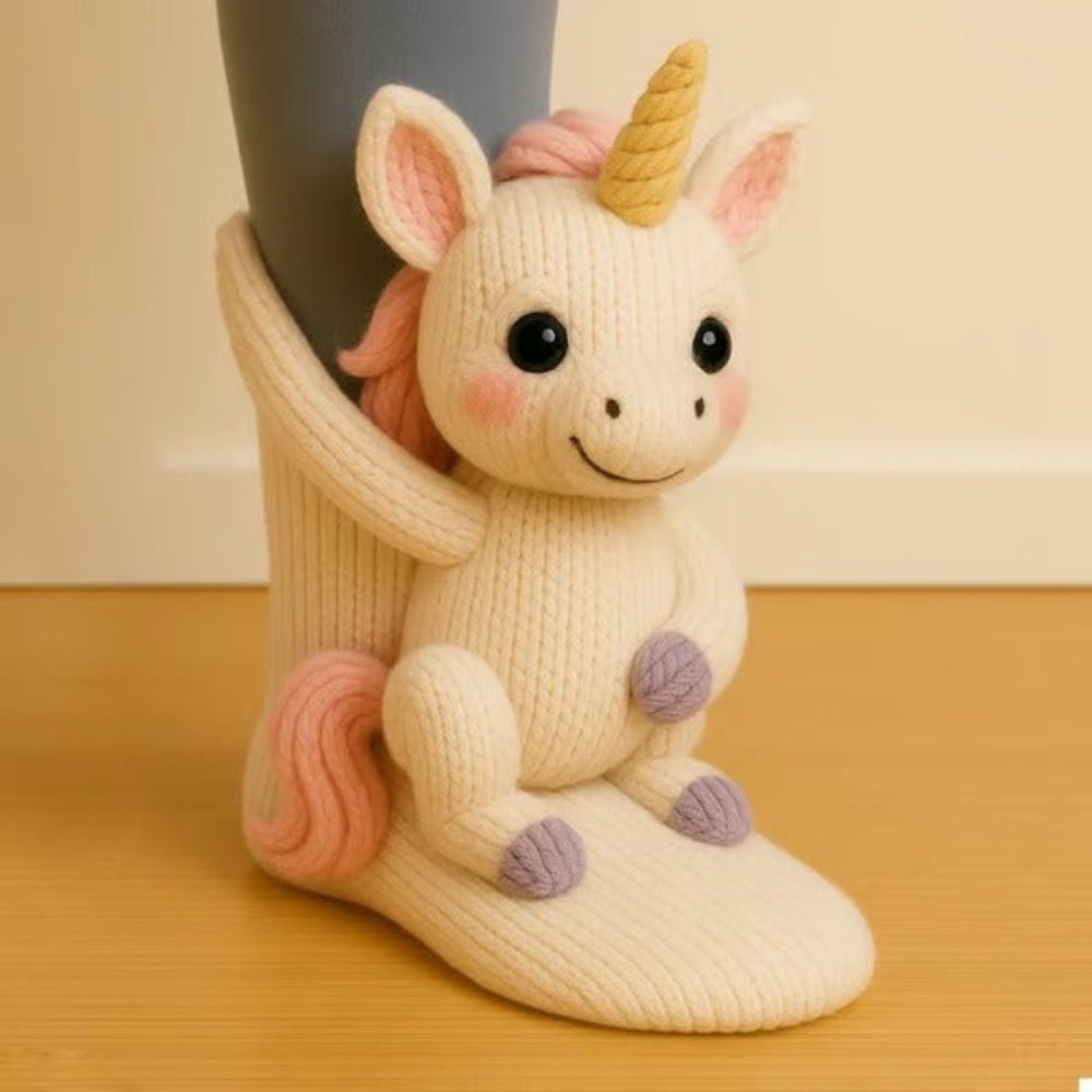 Cozy Animal Sock Slippers Soft Warm Grippy Footwear