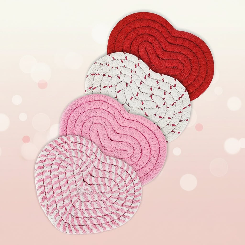 Valentine's Day Coasters Set of Soft Cushion Coasters - SweetyGem