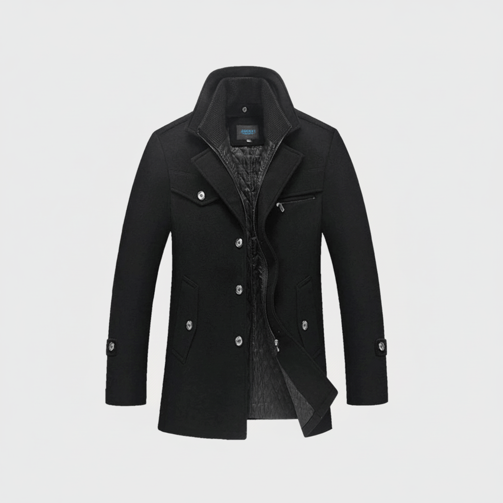 Warm Mens Wool Winter Overcoat with Pockets - SweetyGem