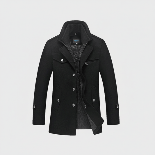 Warm Mens Wool Winter Overcoat with Pockets - SweetyGem