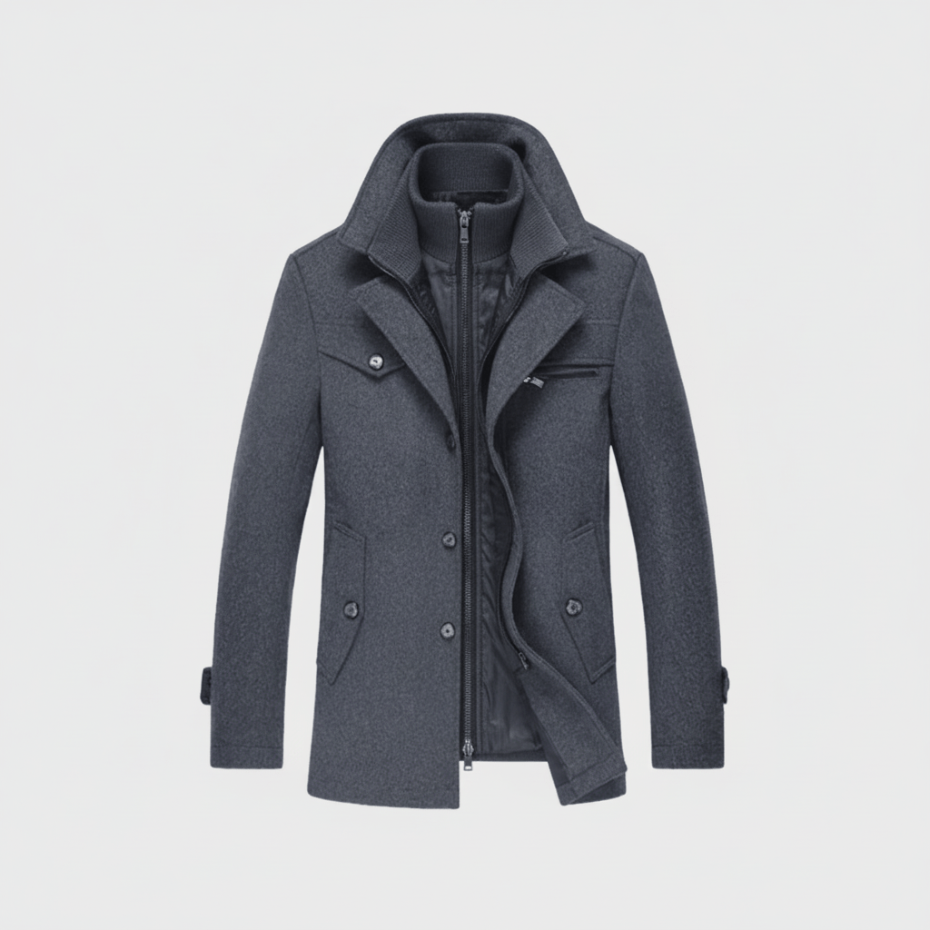 Warm Mens Wool Winter Overcoat with Pockets
