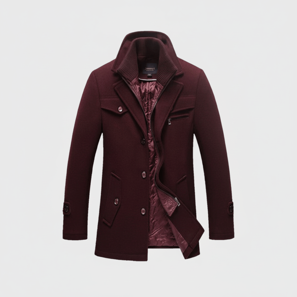 Warm Mens Wool Winter Overcoat with Pockets