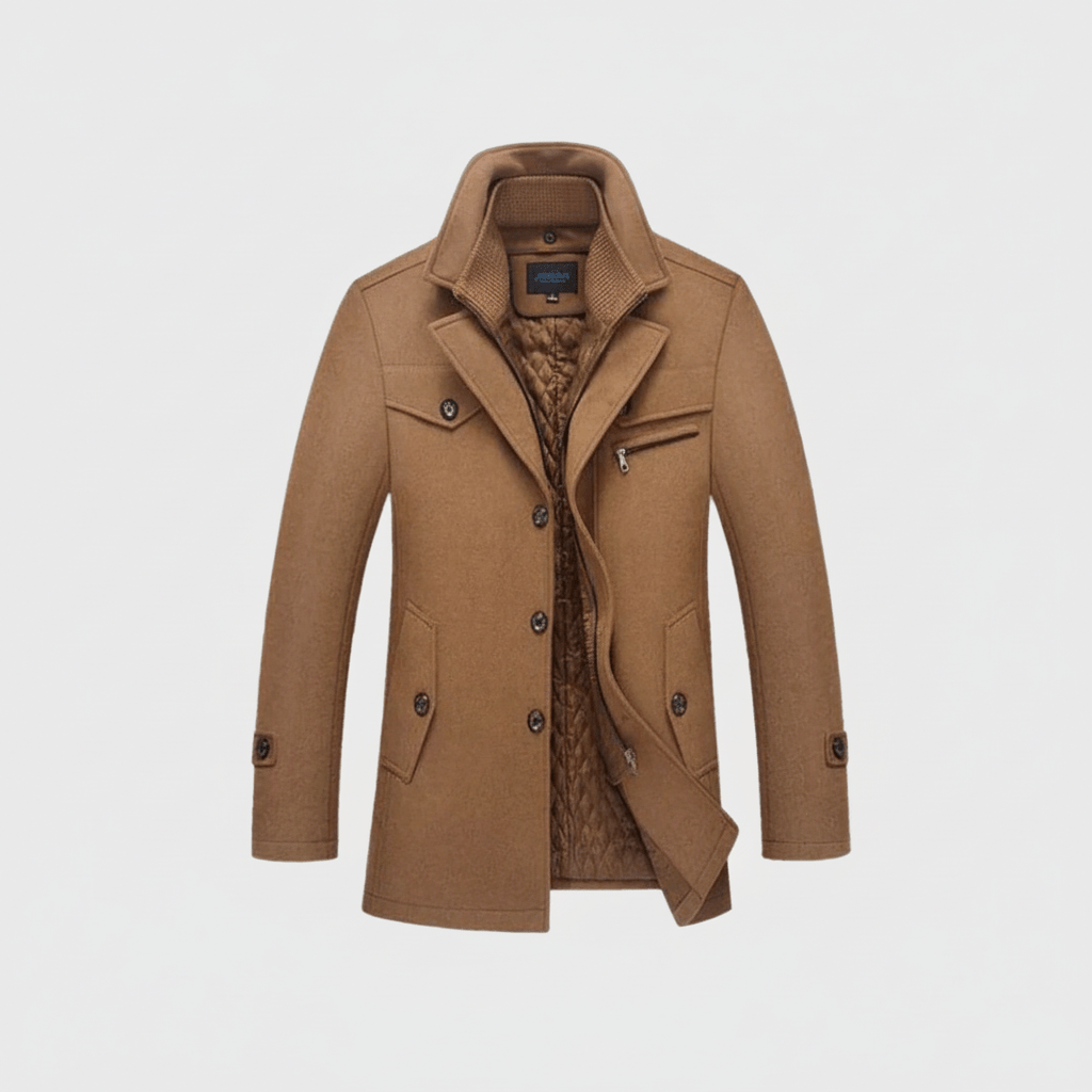 Warm Mens Wool Winter Overcoat with Pockets