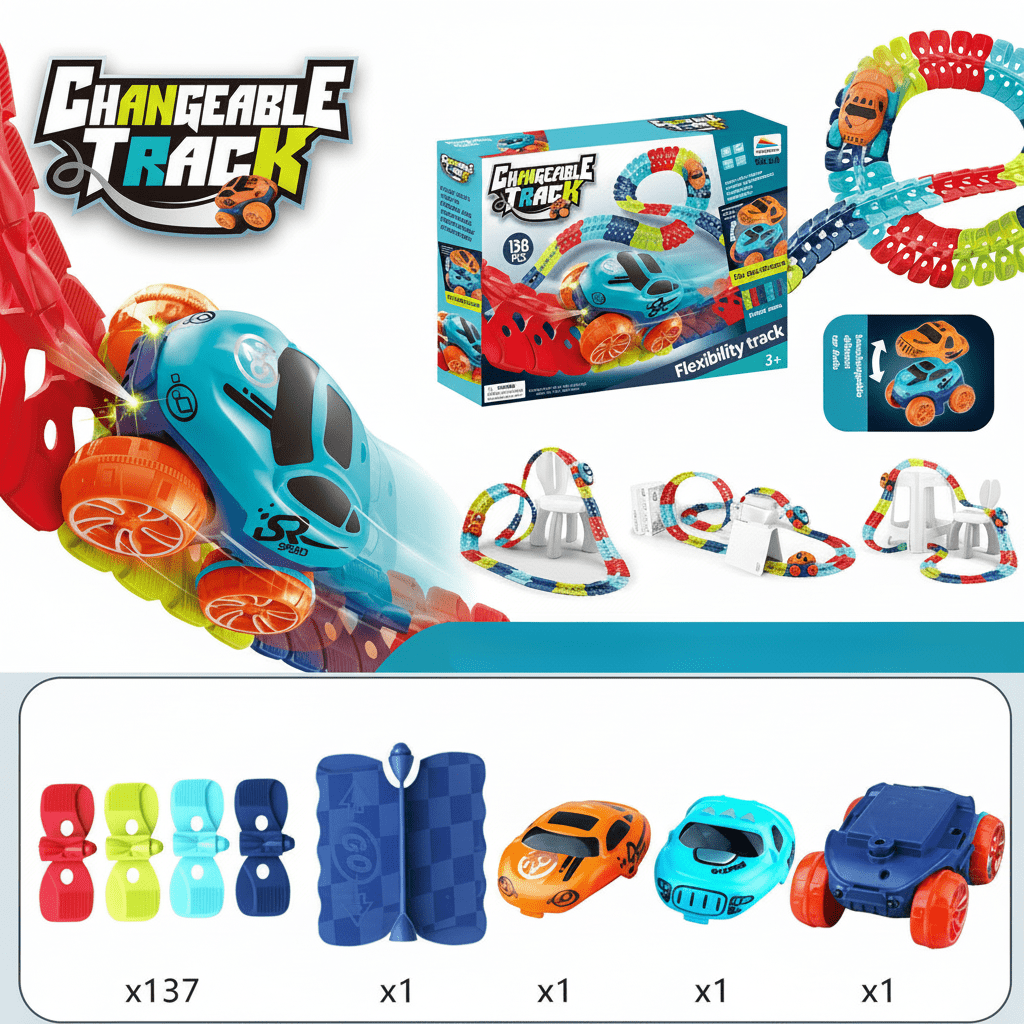 Fun Racing Track Set Stunt Cars Kids Playset