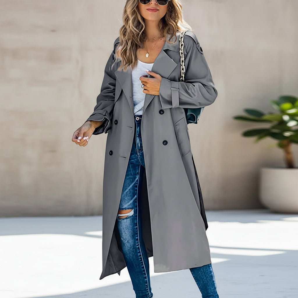 Classic Double Breasted Long Womens Trench Coat