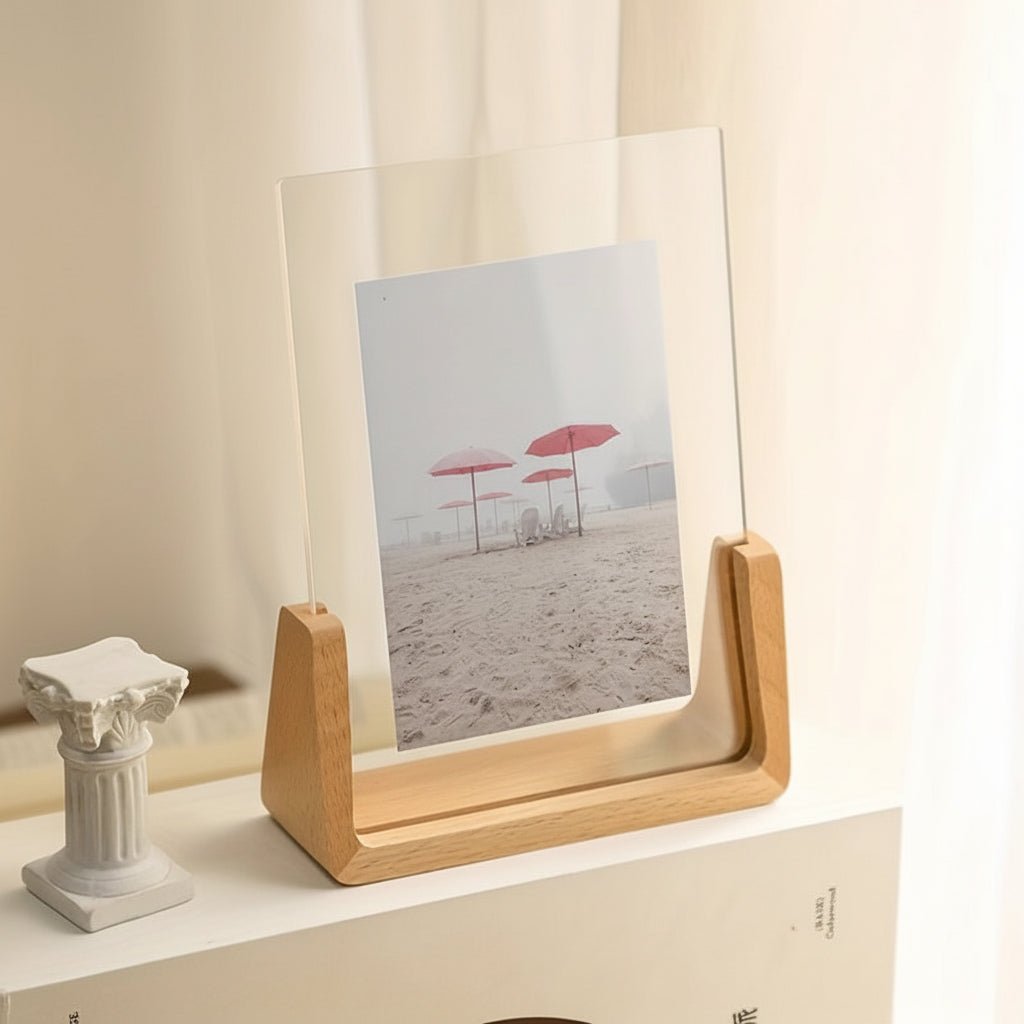 Clear Acrylic Wooden Tabletop Picture Display Holder