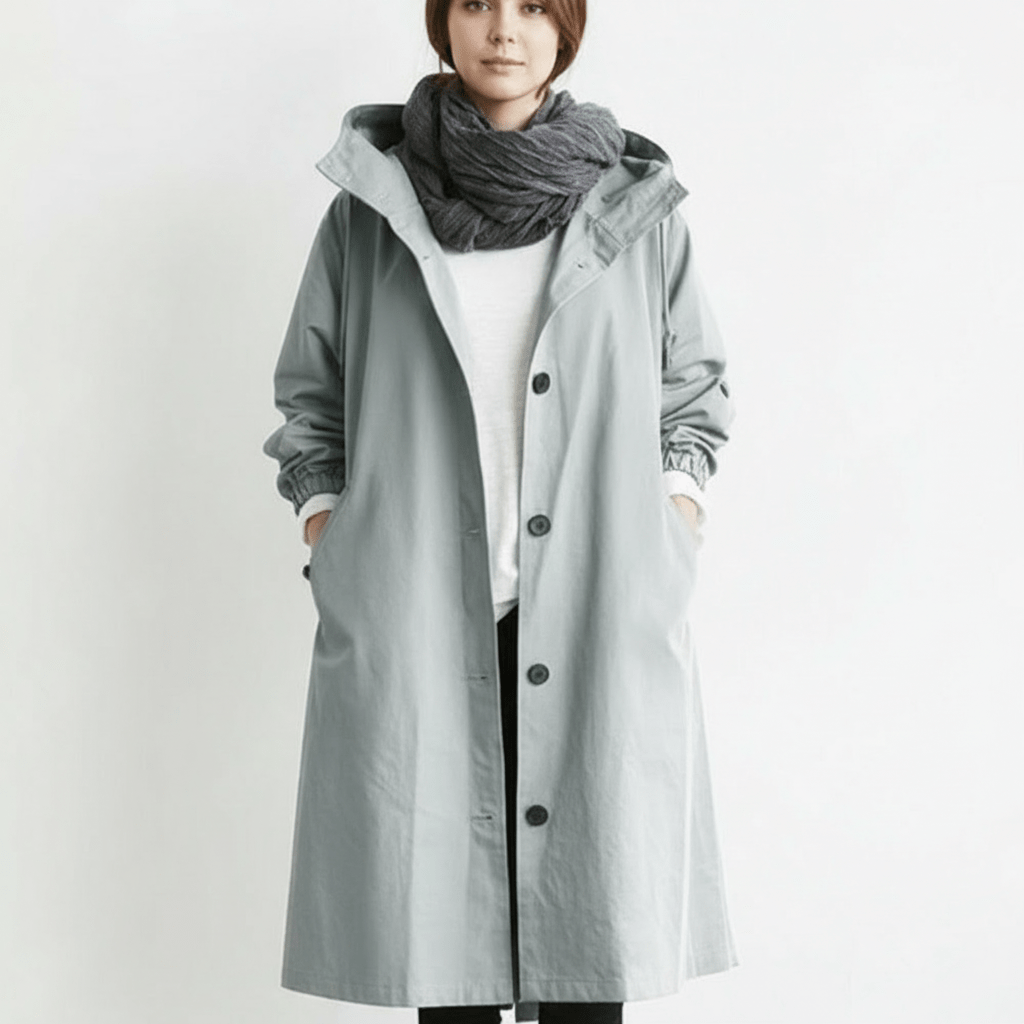 Ladies Waterproof Hooded Raincoat Windproof Outerwear