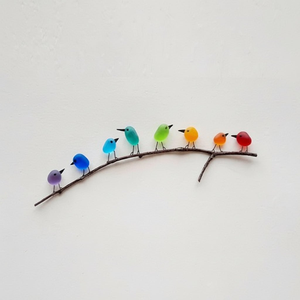Natural Sea Glass Bird Wall Decoration Coastal Style - SweetyGem