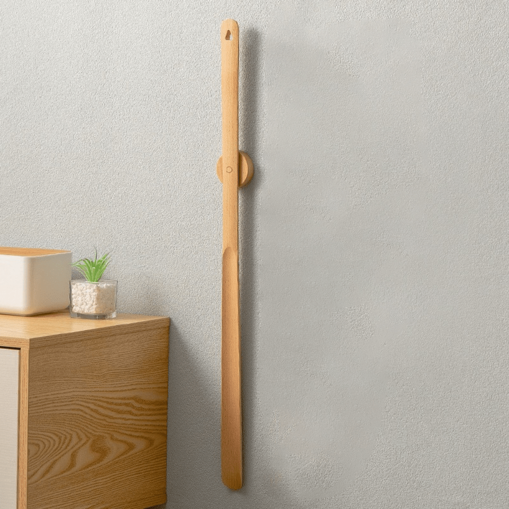Long Handle Wooden Shoe Horn with Magnetic Tip