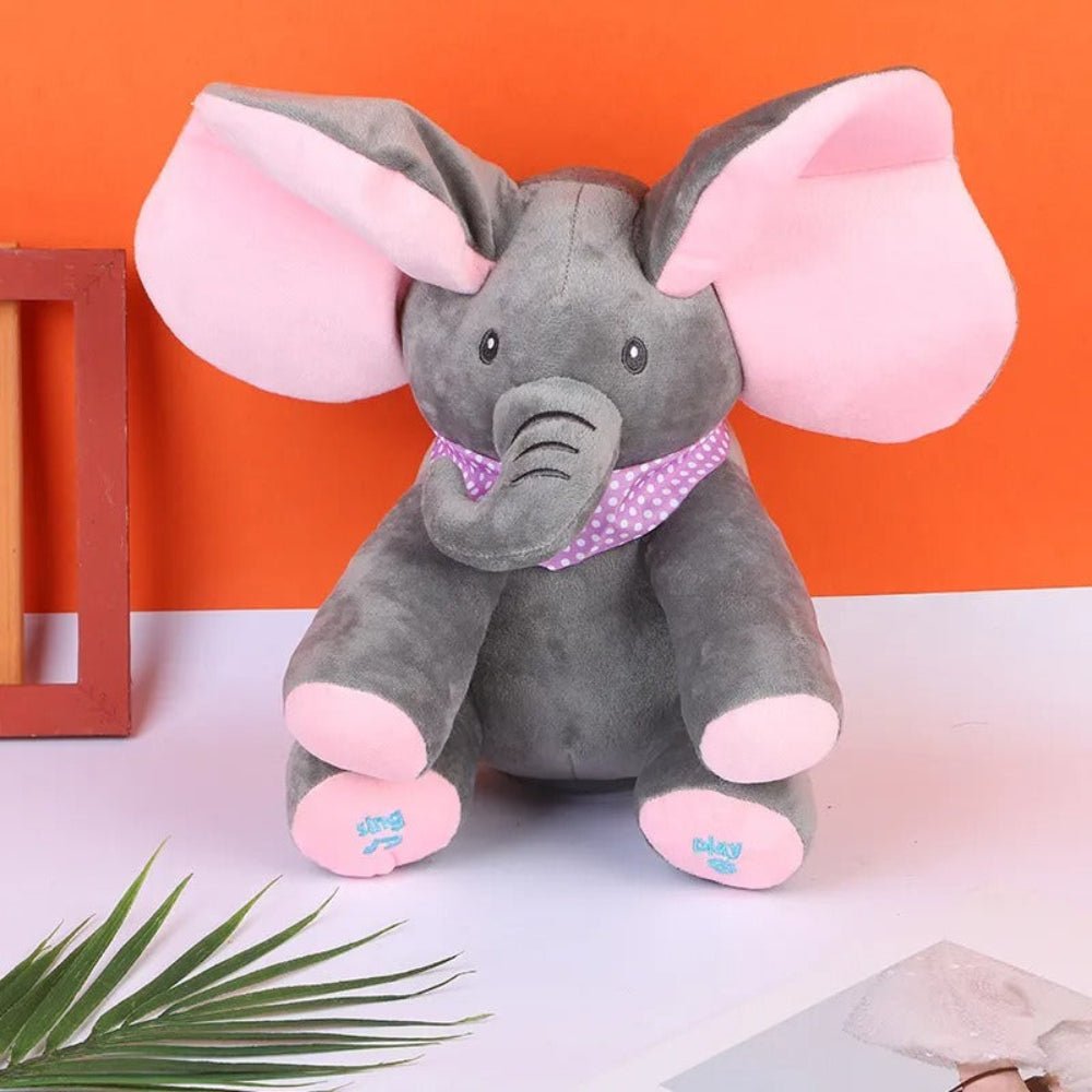 Cute Plush Elephant Toy with Fun Peek a Boo Belly
