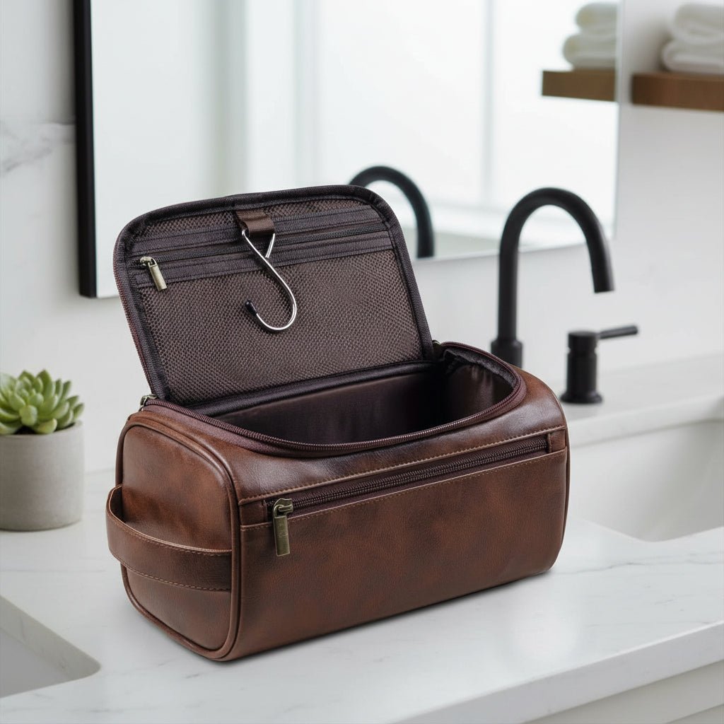 Luxury Travel Toiletry Bag Leather Hanging Organizer - SweetyGem