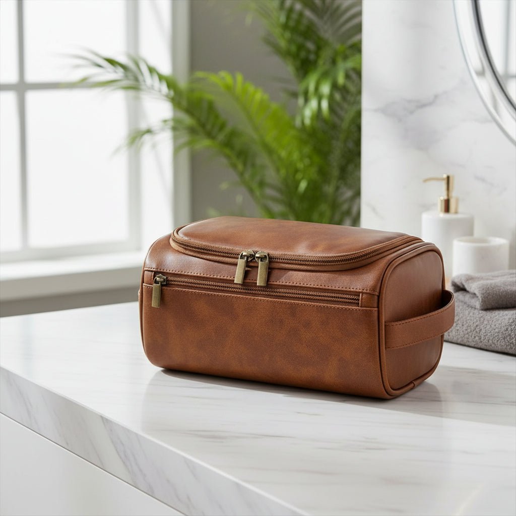 Luxury Travel Toiletry Bag Leather Hanging Organizer