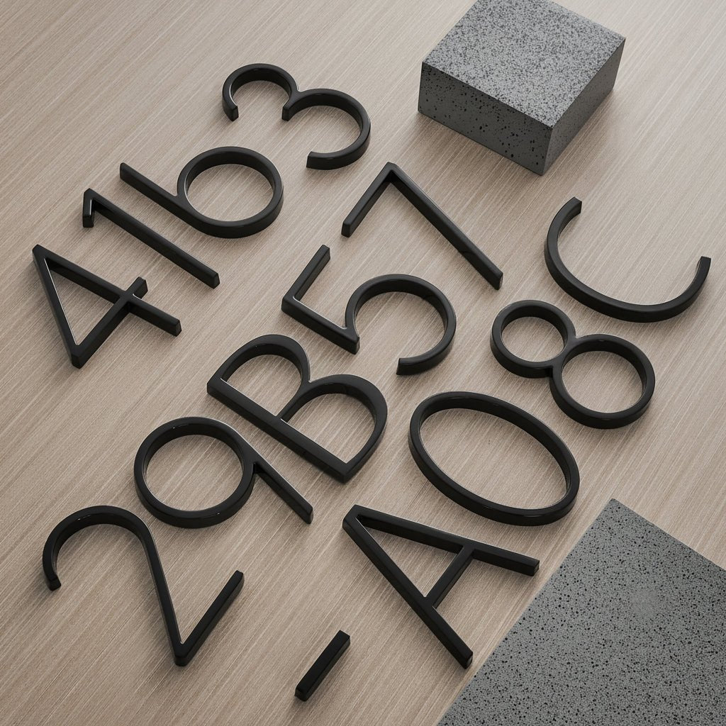 Sleek Black Stainless Steel House Number Plates - SweetyGem