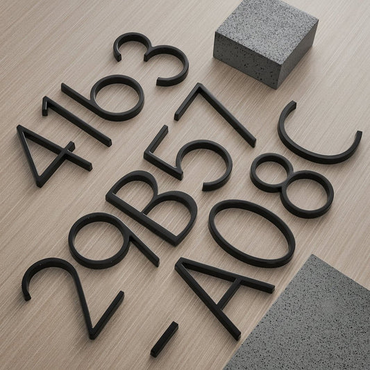 Sleek Black Stainless Steel House Number Plates - SweetyGem