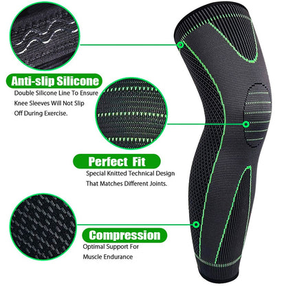 1 Pair Long Knee Support Elastic Pressure