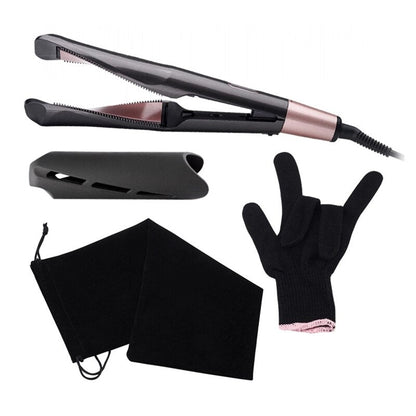 2 in 1 Hair Straightener and Curler Curved Spiral Plate Ions
