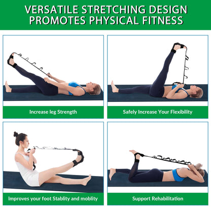 Leg and Calf Stretching Strap for Yoga with Adjustable Buckles